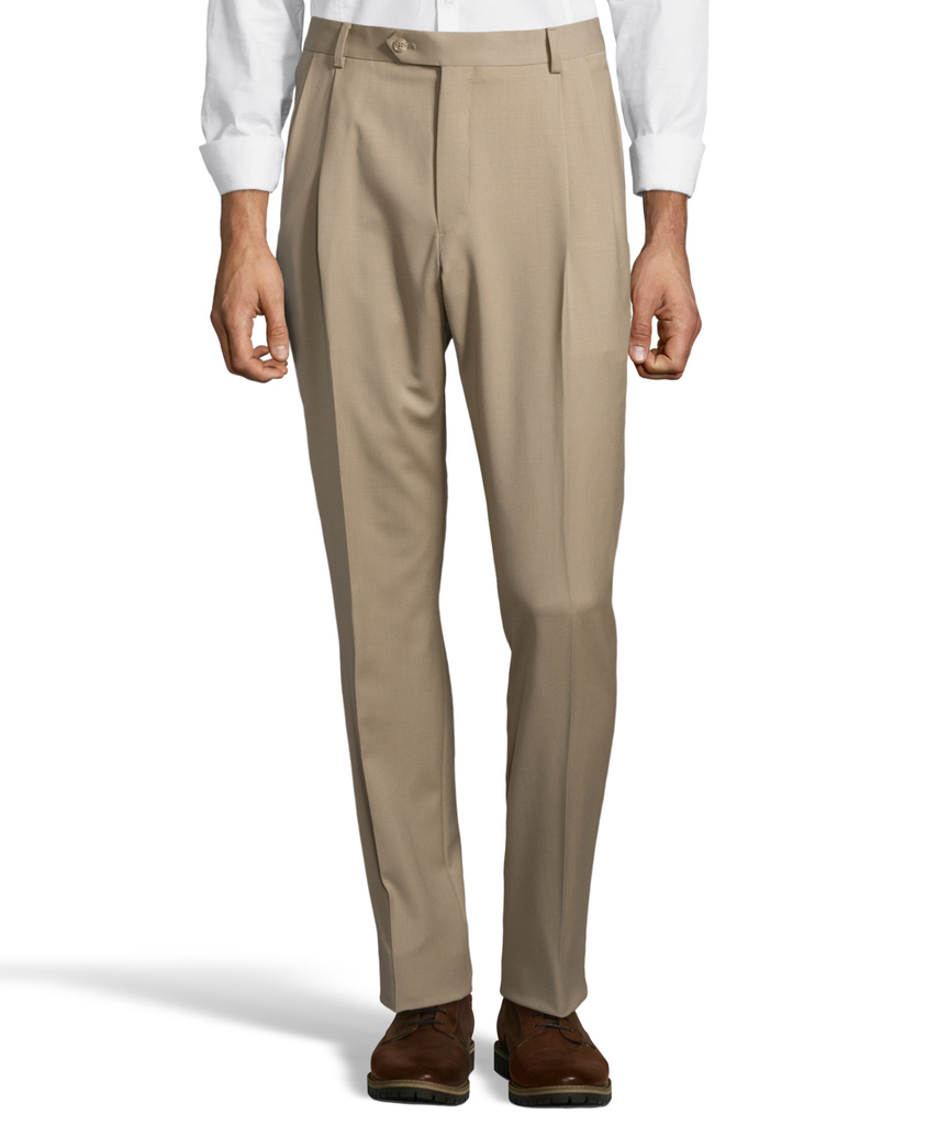 Palm Beach 100% Wool Gabardine Tan Pleated Pant | Blue Lion Men's Apparel