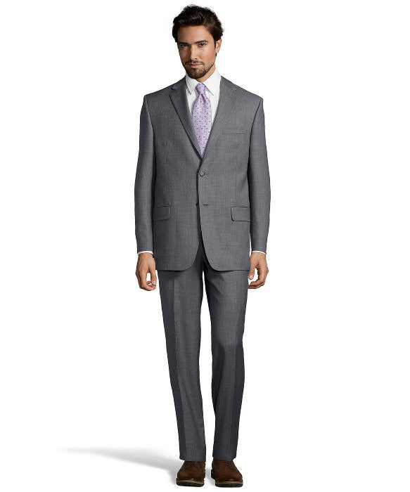 Palm Beach 100% Wool Grey Sharkskin Suit Jacket | Blue Lion Men's 