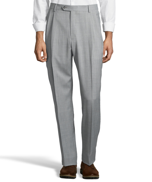 Palm Beach 100% Wool Gabardine Grey Pleated Pant | Blue Lion Men's Apparel